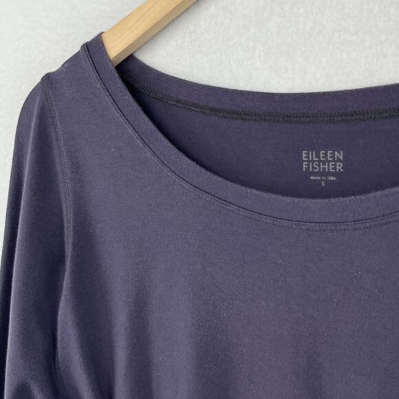 EILEEN FISHER Top S Organic Cotton Stretch Jersey Round Neck Long Sleeve Gray - Picture 7 of 14